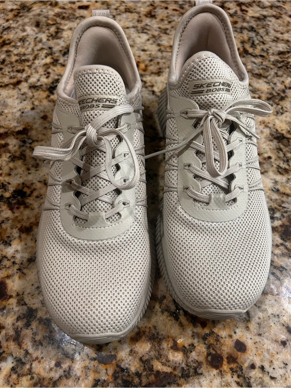 BOBS From Skechers Skechers Beige/Ivory/Taupe Knit Lace-Up Sneakers - Picture 2 of 6